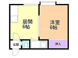 ビックスリーハイツ 1DKの間取図画像