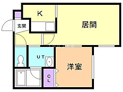 Hope月寒中央A 1LDKの間取図画像