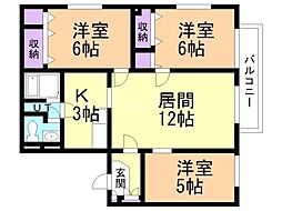 ウインディア2 3LDKの間取図画像