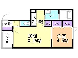 風と光 1LDKの間取図画像