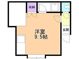 ルミエール川沿B ワンルームの間取図画像