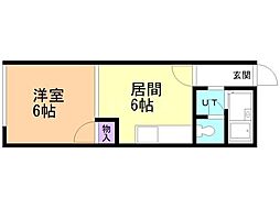 カスティーロ月寒東 1DKの間取図画像