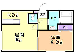 アボンド平岸 1LDKの間取図画像