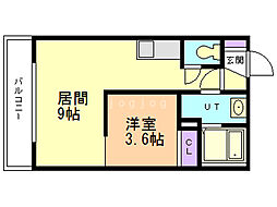 オリエントコート学園前 1LDKの間取図画像