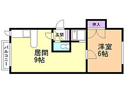 フロンティア中の島 1LDKの間取図画像