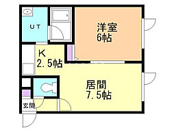 メゾン・ド・ボヌール 1LDKの間取図画像