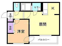 ワンダーハイム中の島 1LDKの間取図画像