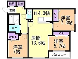 ミル・グランデ 3LDKの間取図画像