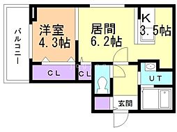 Carreraフクズミ2nd 1LDKの間取図画像