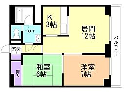 フォンテーヌ平岸 2LDKの間取図画像