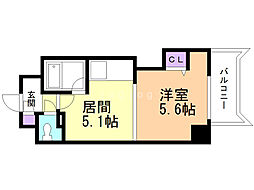 メープル・リバービュー 1Kの間取図画像