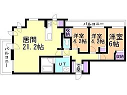 グランファーレ真駒内グランフォレスト 3LDKの間取図画像