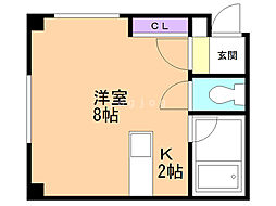 ヒロズマンション 1Kの間取図画像