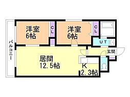 エクセル豊平 2LDKの間取図画像