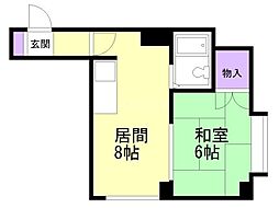 シティハウス月寒 1LDKの間取図画像