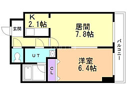サクシード豊平 1LDKの間取図画像