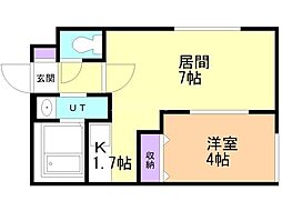 ラフィネジュ豊平公園 1LDKの間取図画像