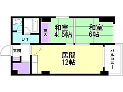 中の島1・3マンション 2LDKの間取図画像
