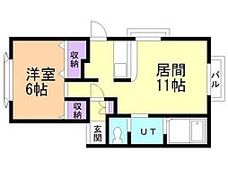 カーサ真駒内 1LDKの間取図画像