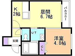 オルフィーク 1LDKの間取図画像