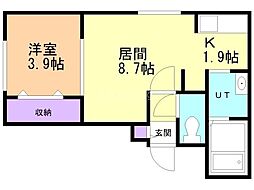 コムズ平岸 1LDKの間取図画像