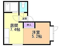 エクセレンス羊ヶ丘 1DKの間取図画像