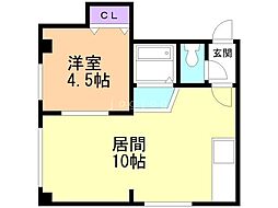 もえぎ第2マンション 1LDKの間取図画像