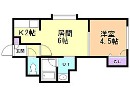 シャングリラ美園 1LDKの間取図画像