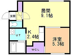 エルキューブ学園前 1LDKの間取図画像