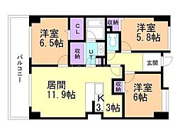 ホーリーフォート南平岸 3LDKの間取図画像