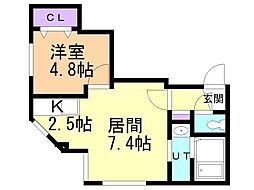 グローリー平岸 1LDKの間取図画像