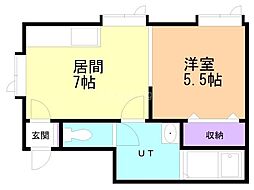 キャメルハウス 1DKの間取図画像