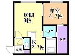 インフィニト平岸一条 1LDKの間取図画像