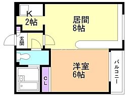 ハウスオブリザ平岸壱番館 1LDKの間取図画像