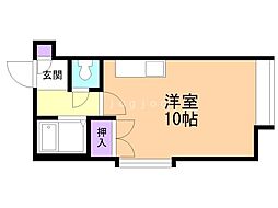 ドムス美園2-5 ワンルームの間取図画像