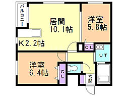 モンレーヴ豊平公園 2LDKの間取図画像