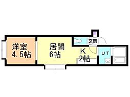 マーベラス平岸 1LDKの間取図画像