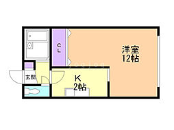AMS416 1Kの間取図画像