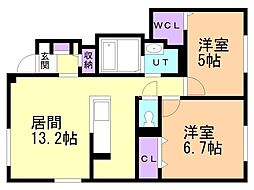 ラフォーレ 2LDKの間取図画像
