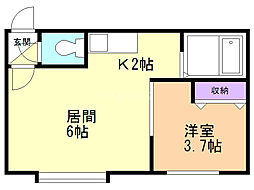 クリエート旭町4 1LDKの間取図画像