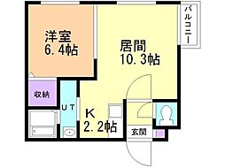 グランディオス月寒東 1LDKの間取図画像