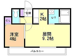 RS中の島 1LDKの間取図画像