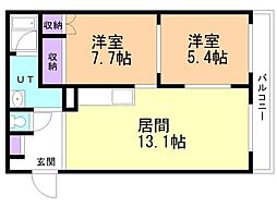 シティ・アドレ月寒公園 2LDKの間取図画像