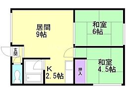 シティハイムコーポ佐藤 2LDKの間取図画像