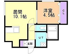 札幌市豊平区平岸三条10丁目マンション 1LDKの間取図画像