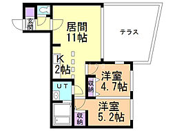 オッティモリヴェッロ 2LDKの間取図画像