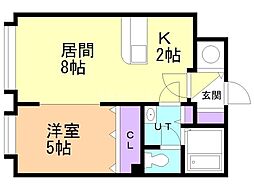 アールフリー真栄21 1LDKの間取図画像
