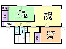 ノースポール 2LDKの間取図画像