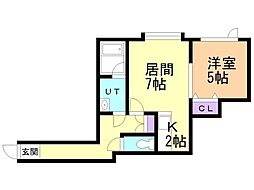 メゾンロアール 1LDKの間取図画像