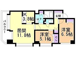 平岸ガーデンコート 2LDKの間取図画像